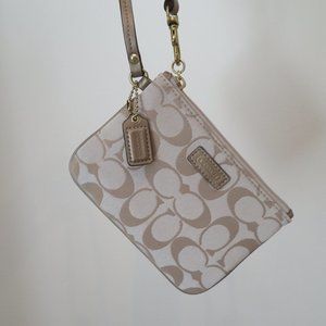 Khaki & Gold Signature Small Coach Wristlet